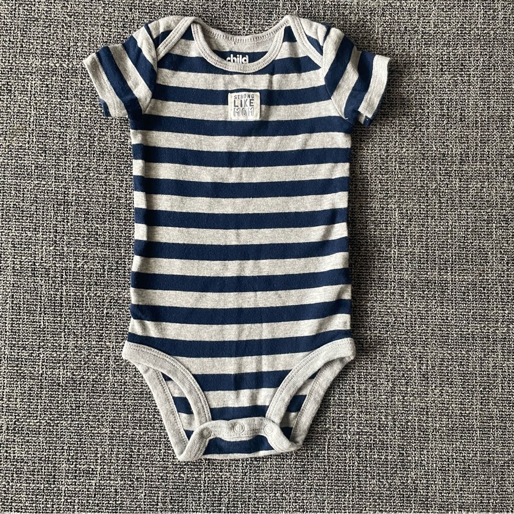 Carters Strong Like Mom Striped Onesie 3-6 Months